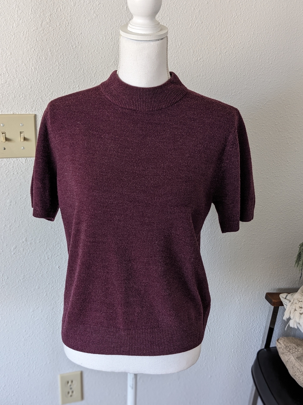 Vintage Sag Harbor Plum Ribbed Mock Neck Sweater